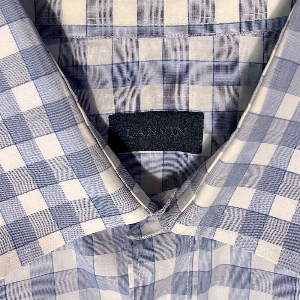 Lanvin Men's L/S Cotton Plaid Casual Dress Shirt Great Condition Size 41/16 - Picture 4 of 9